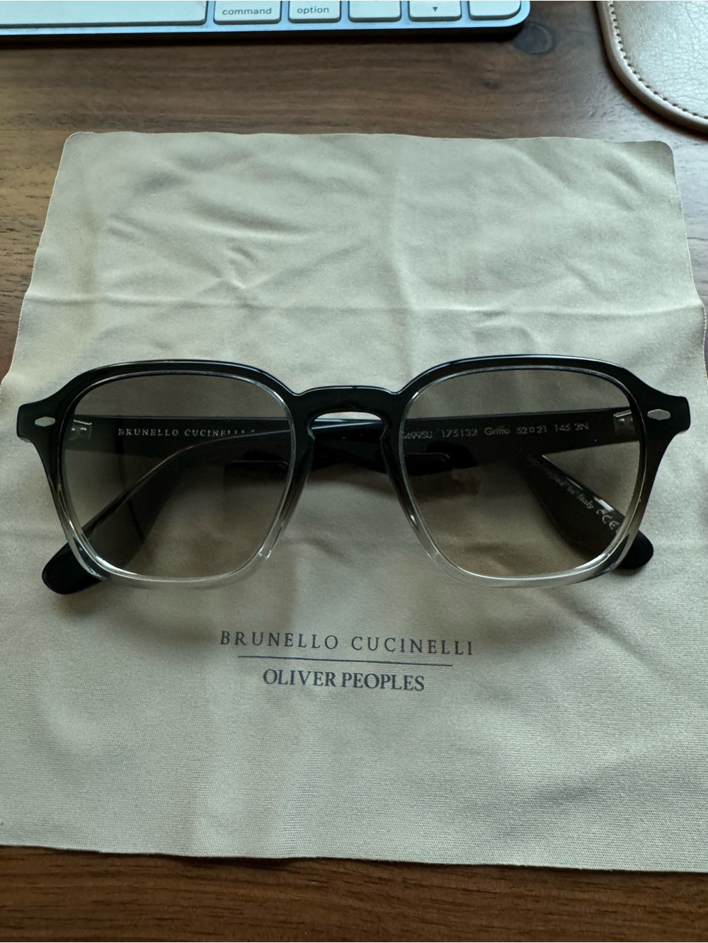 Brunello Cucinelli Black-to-Clear Gradient Square Sunglasses